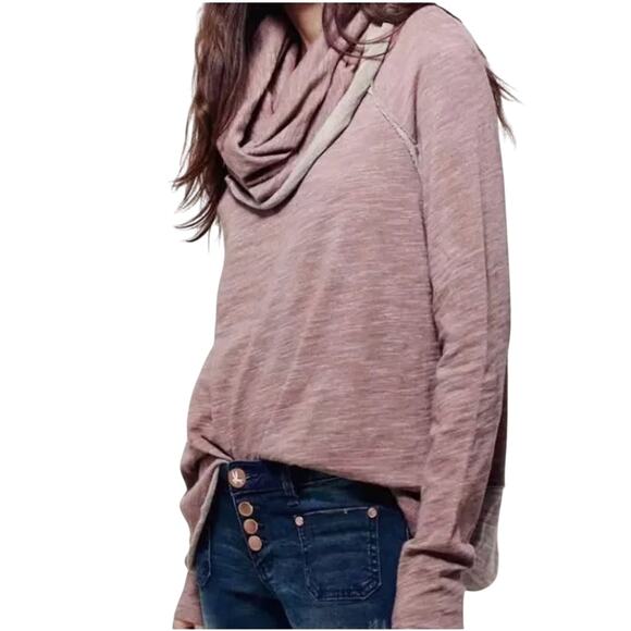Free People Beach Coocon Cowl Neck Dusty Rose Pink Sweater, Size S, New w/o Tag - Picture 2 of 5